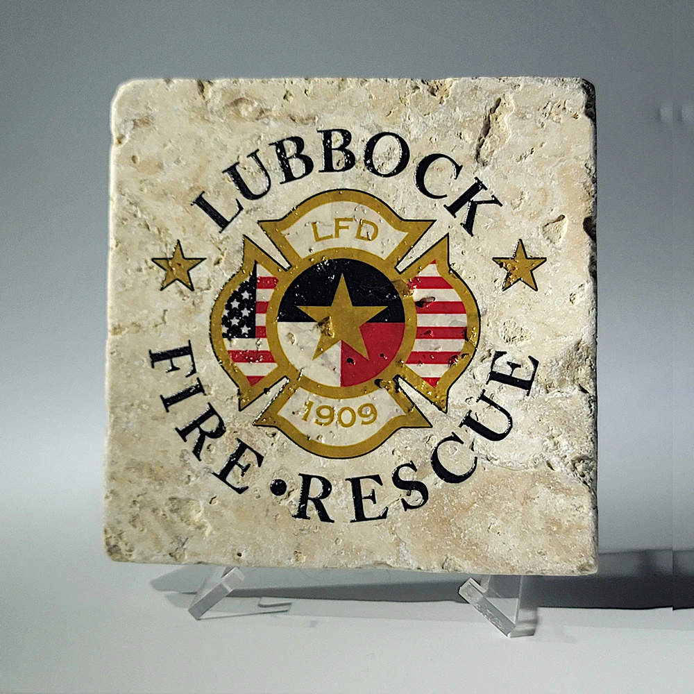 Travertine Stone Coaster - Lubbock Fire and Rescue - Image 4