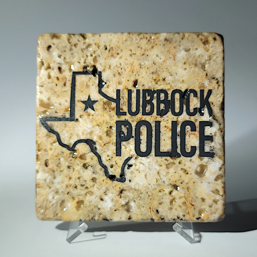 Travertine Stone Coaster - Lubbock Police (Stacked) - Image 8
