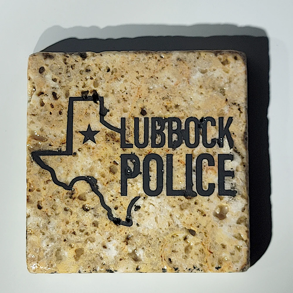 Travertine Stone Coaster - Lubbock Police (Stacked) - Image 7