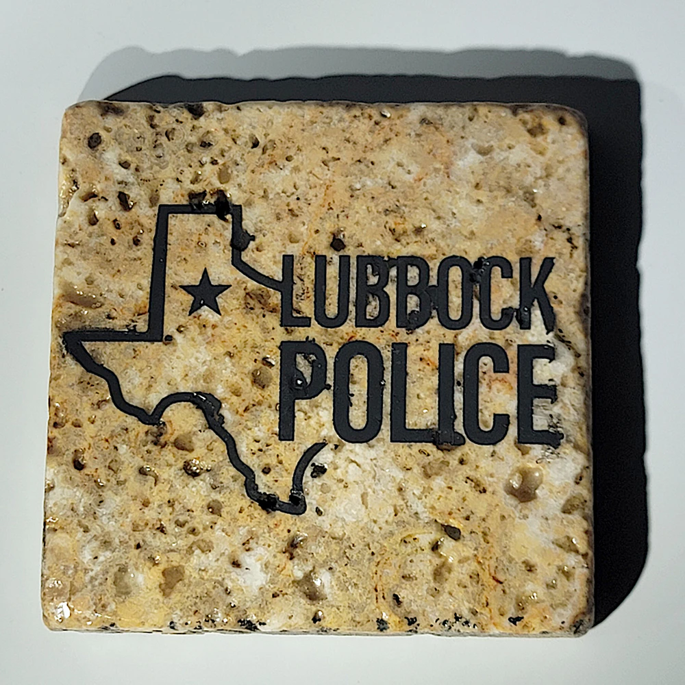 Travertine Stone Coaster - Lubbock Police (Stacked) - Image 6