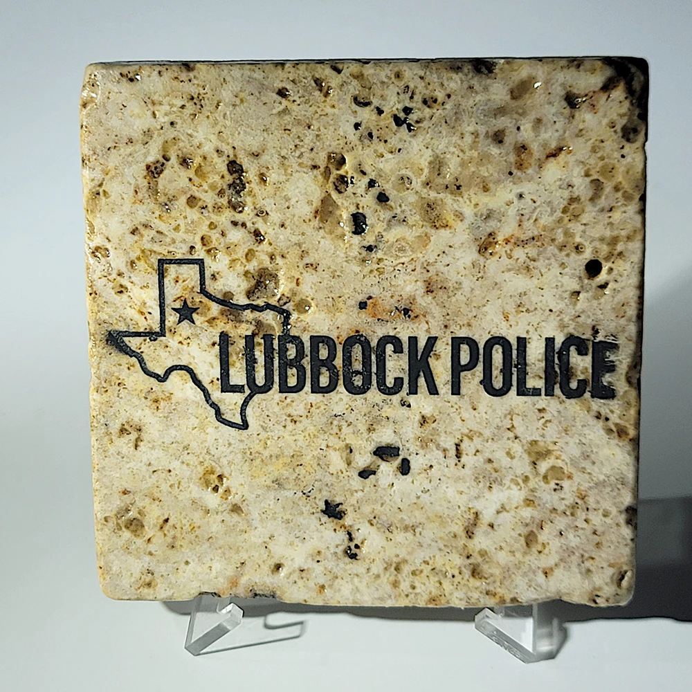 Travertine Stone Coaster - Lubbock Police