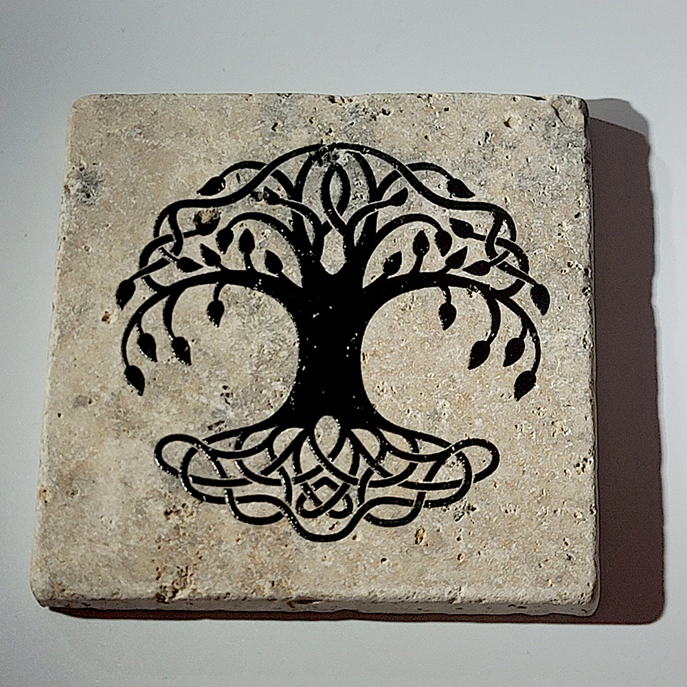 Travertine Stone Coaster - Celtic Tree of Life - Image 4