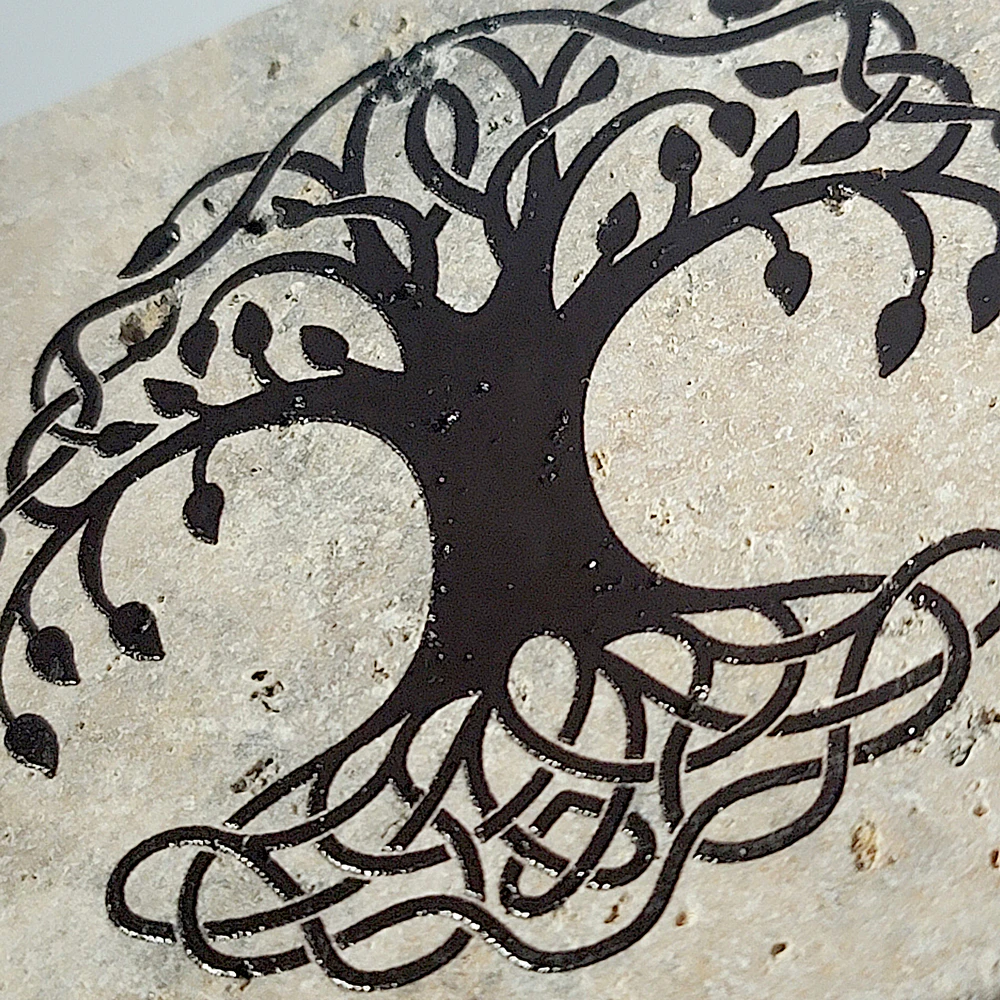 Travertine Stone Coaster - Celtic Tree of Life - Image 3