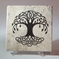 Travertine Stone Coaster - Celtic Tree of Life