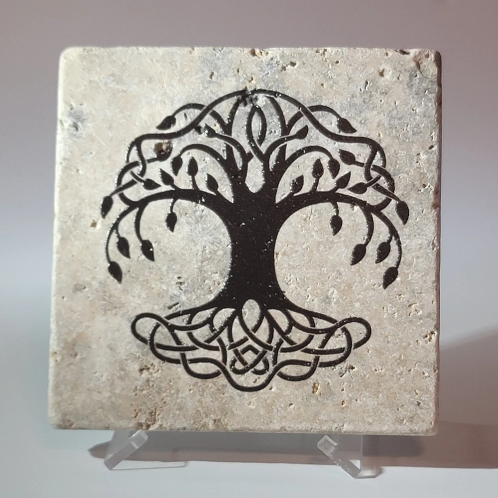 Travertine Stone Coaster - Celtic Tree of Life