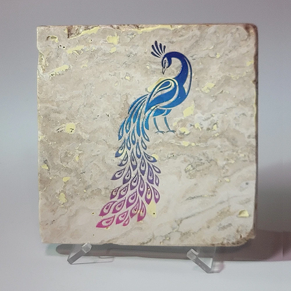 Travertine Stone Coaster - Color Peacock 04 - Image 4