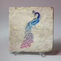 Travertine Stone Coaster - Color Peacock 04