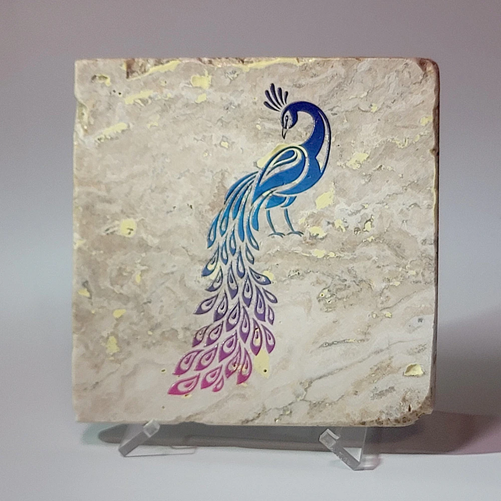 Travertine Stone Coaster - Color Peacock 04