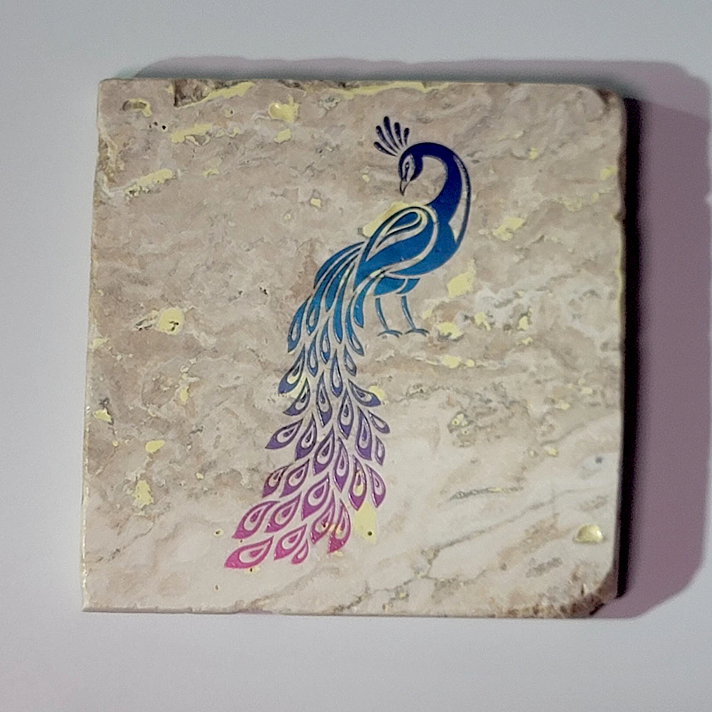 Travertine Stone Coaster - Color Peacock 04 - Image 2