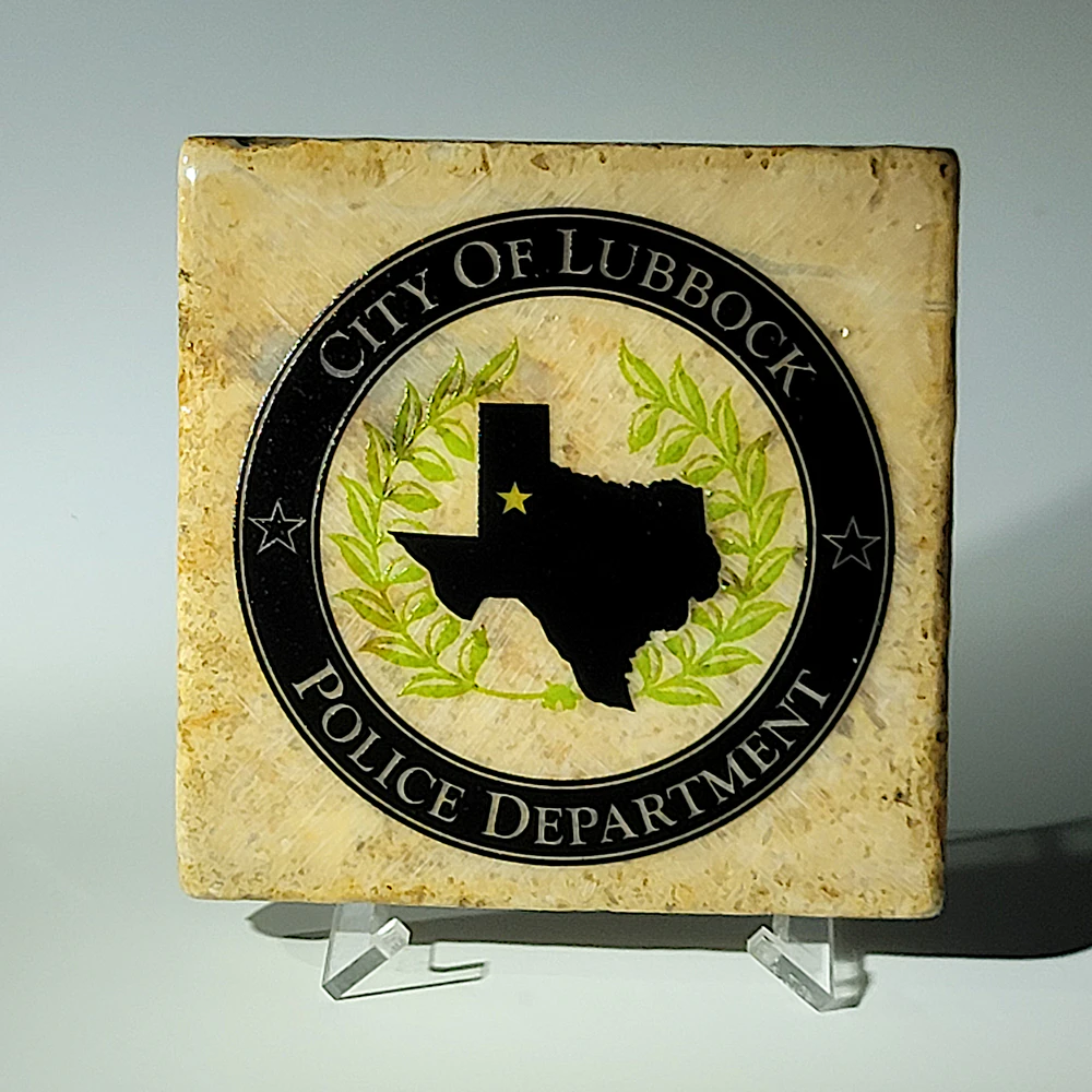 Travertine Stone Coaster - City of Lubbock Police Department