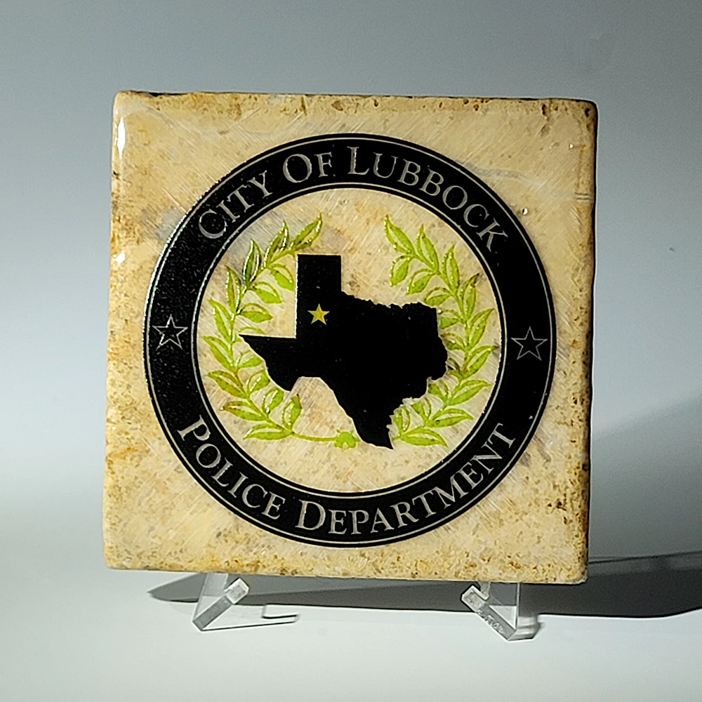 Travertine Stone Coaster - City of Lubbock Police Department - Image 2