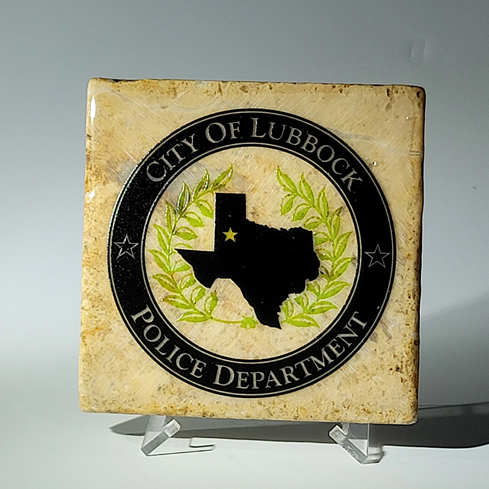 Travertine Stone Coaster - City of Lubbock Police Department - Image 3