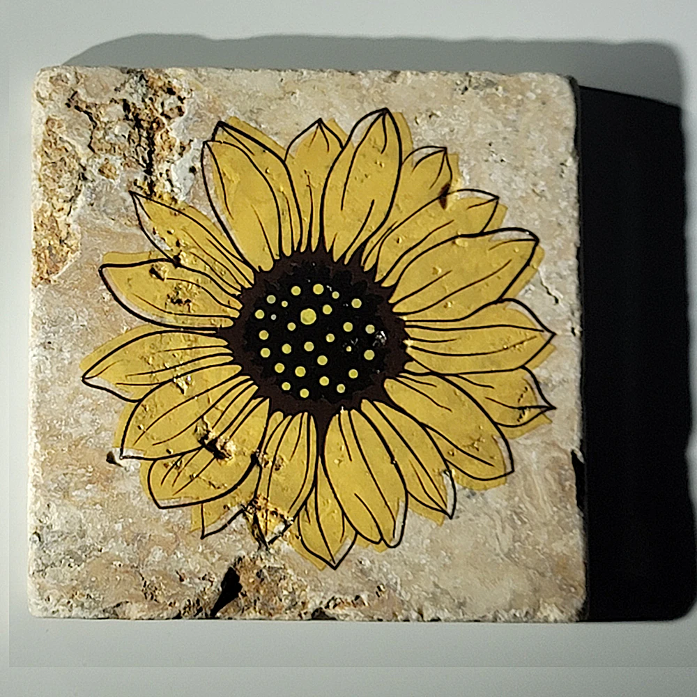 Travertine Stone Coaster - Sunflower 05 - Image 3
