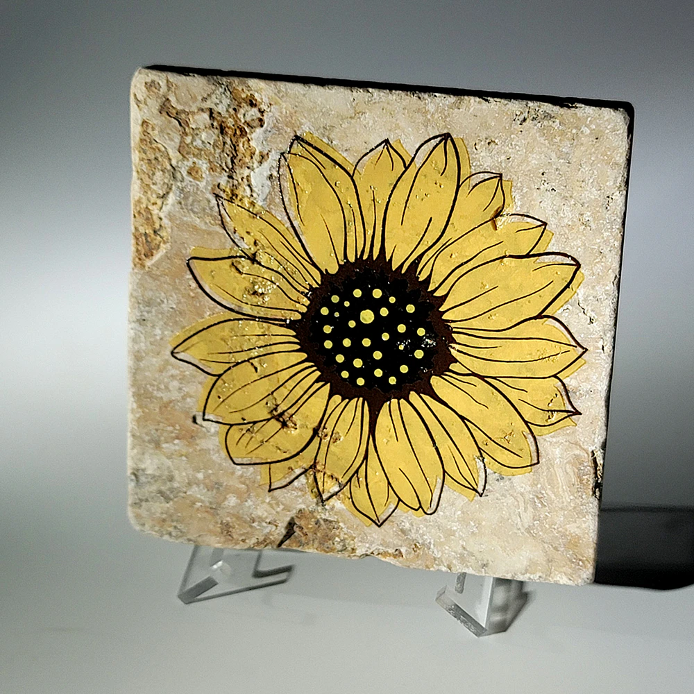 Travertine Stone Coaster - Sunflower 05 - Image 2