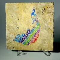 Travertine Stone Coaster - Color Peacock