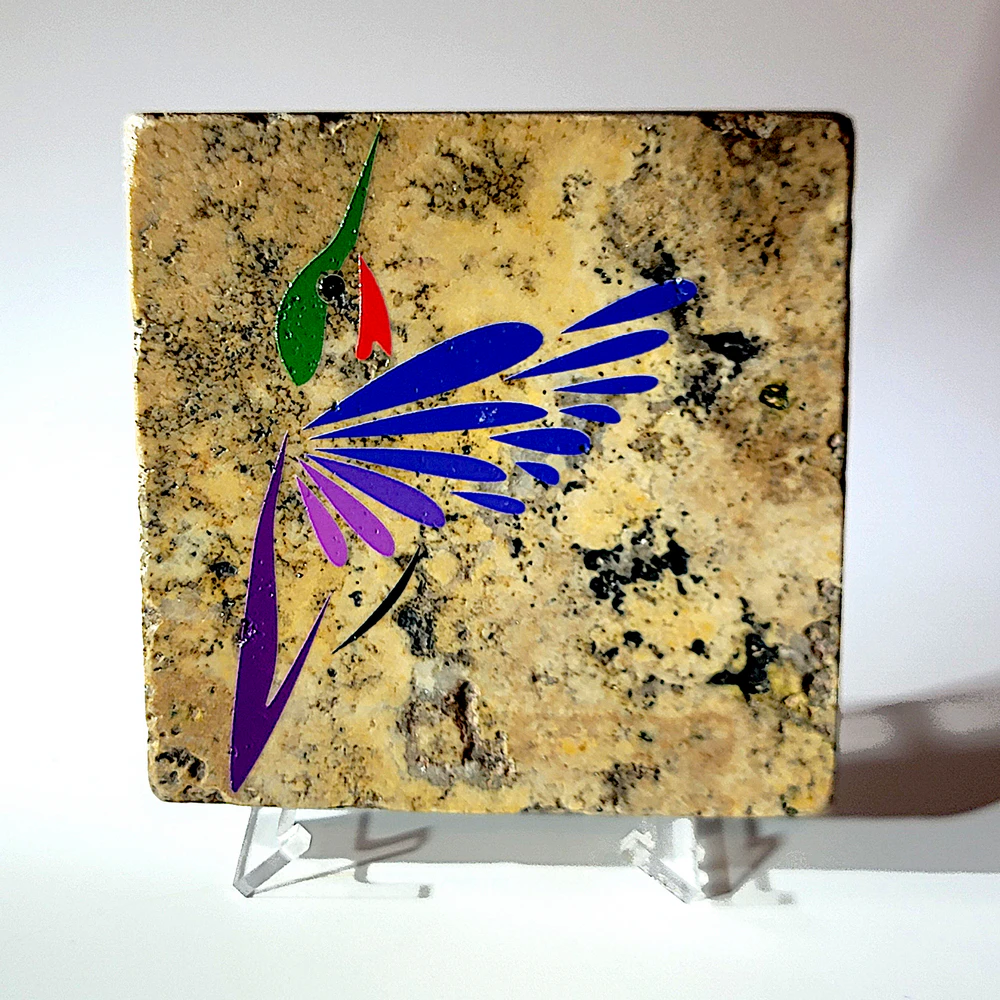 Travertine Stone Coaster - Color Hummingbird 03 - Image 4