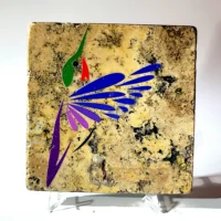 Travertine Stone Coaster - Color Hummingbird 03