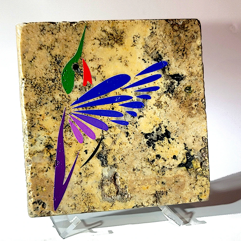 Travertine Stone Coaster - Color Hummingbird 03 - Image 3