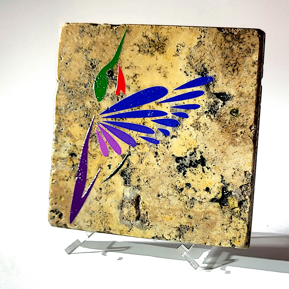 Travertine Stone Coaster - Color Hummingbird 03 - Image 2