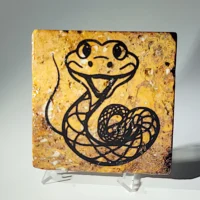 Travertine Stone Coaster - Caricature Snake