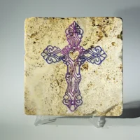 Travertine Stone Coaster - Victorian Cross