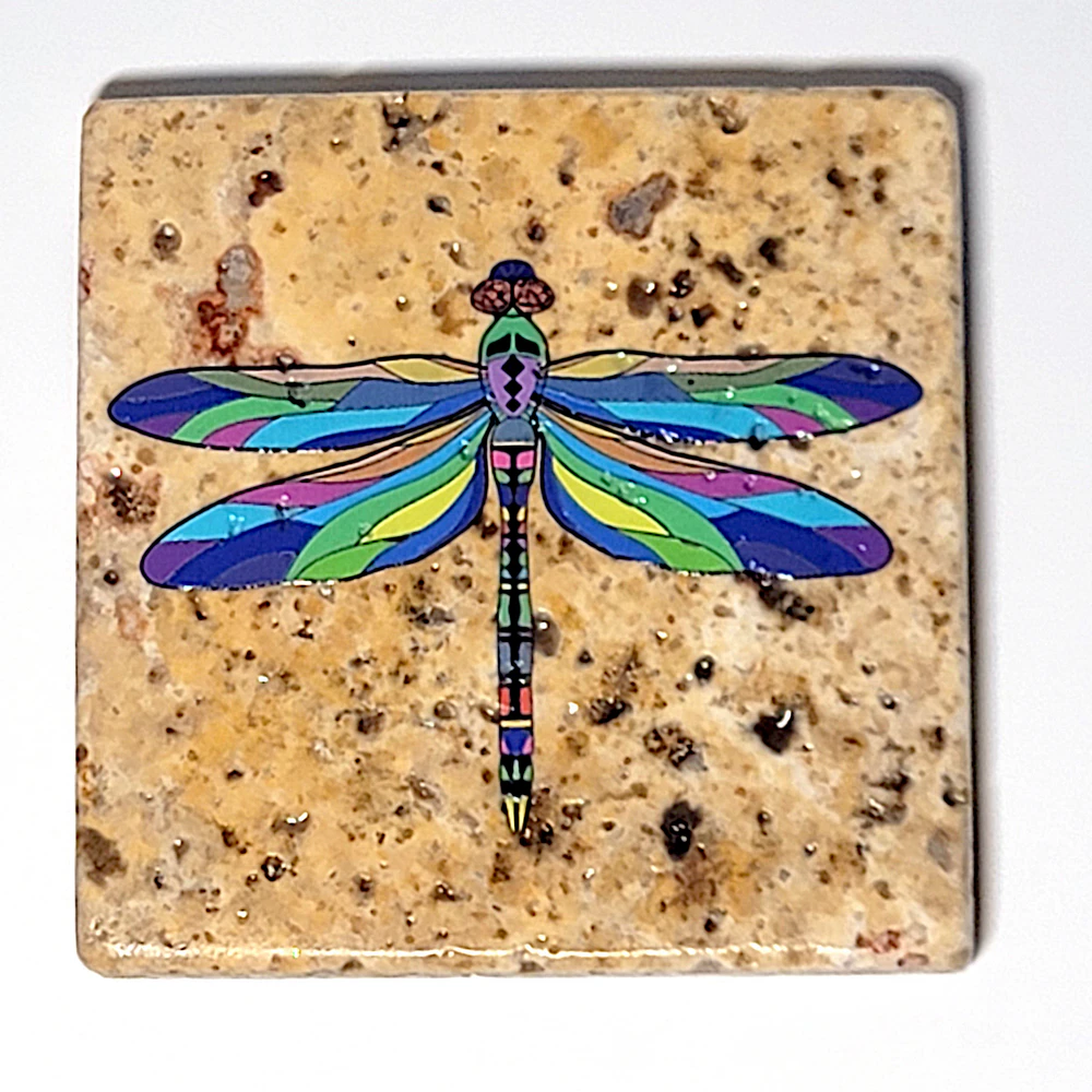 Travertine Stone Coaster - Dragonfly 02 - Image 6