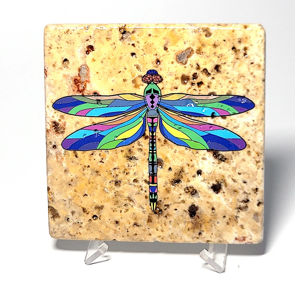 Travertine Stone Coaster - Dragonfly 02 - Image 5