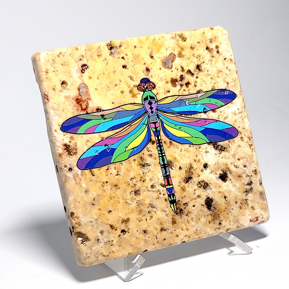 Travertine Stone Coaster - Dragonfly 02 - Image 8