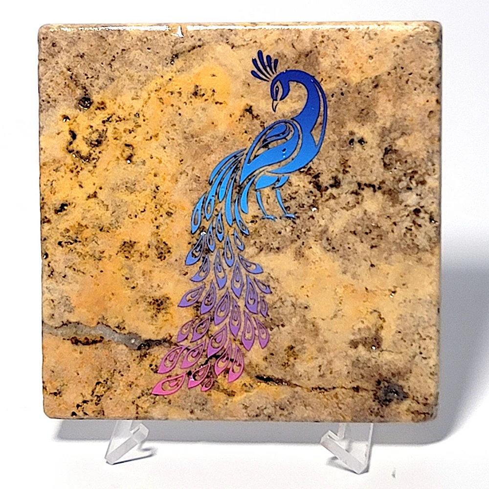 Travertine Stone Coaster - Color Peacock 04 - Image 8