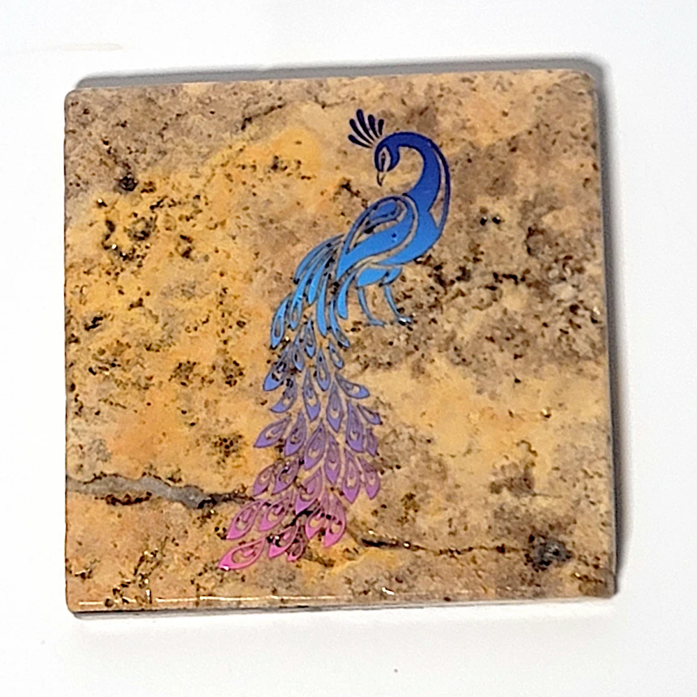 Travertine Stone Coaster - Color Peacock 04 - Image 5