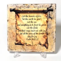 Travertine Stone Coaster - Psalm 96:11-12