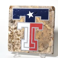 Travertine Stone Coaster - TTU Double T Lone Star