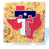 Travertine Stone Coaster - TTU Double T Texas Lone Star