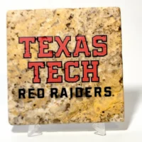 Travertine Stone Coaster - TTU Red Raiders
