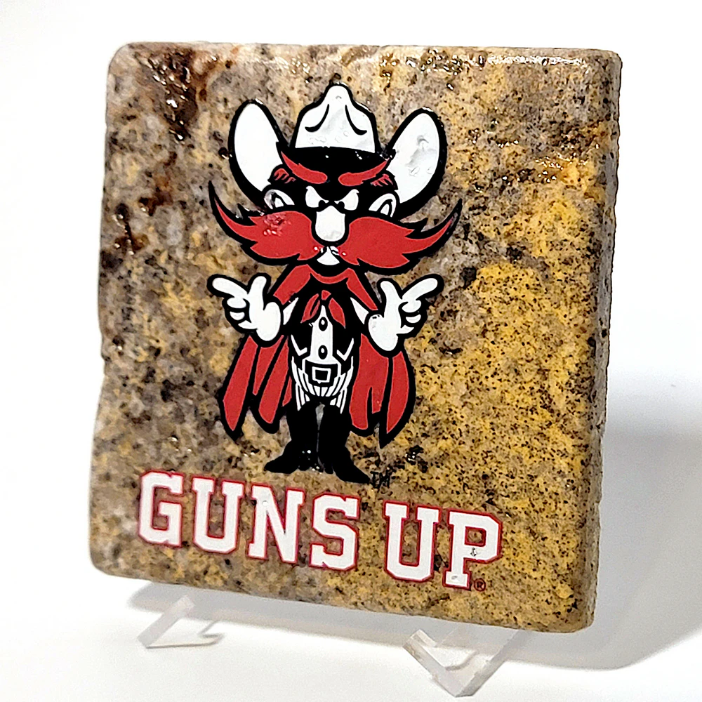 Travertine Stone Coaster - TTU Raider Red GUNS UP - Image 8
