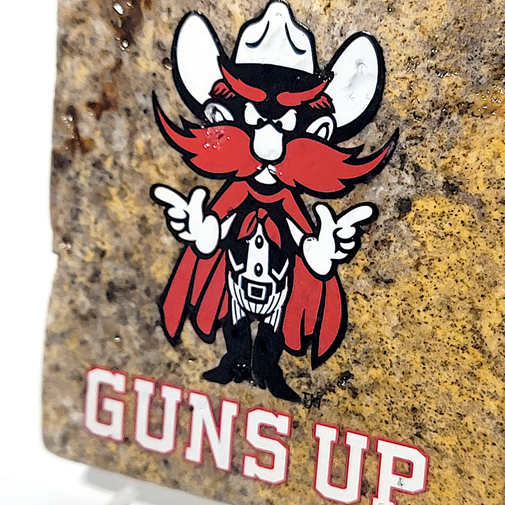 Travertine Stone Coaster - TTU Raider Red GUNS UP - Image 5