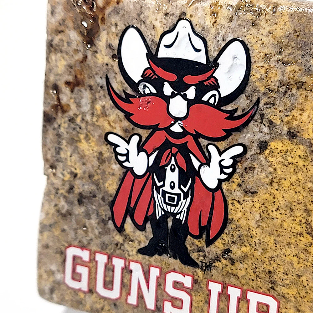 Travertine Stone Coaster - TTU Raider Red GUNS UP - Image 4