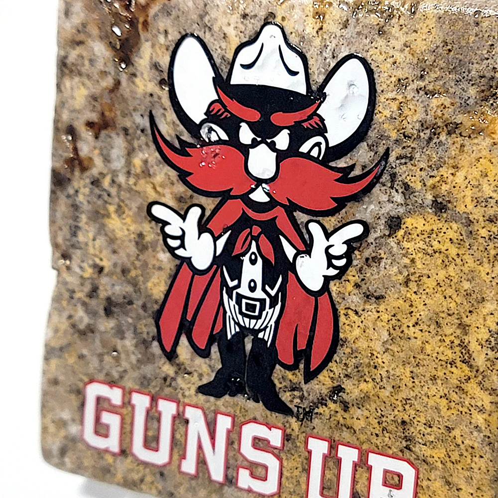 Travertine Stone Coaster - TTU Raider Red GUNS UP - Image 3