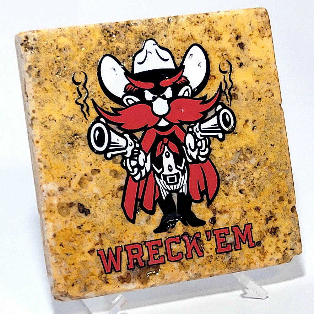 Travertine Stone Coaster - TTU Raider Red WRECK 'EM TECH - Image 14