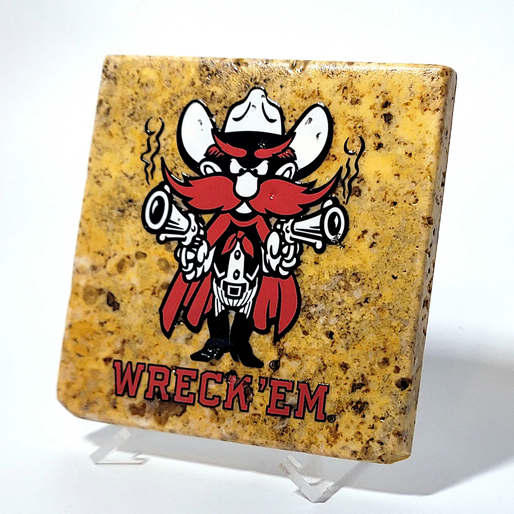 Travertine Stone Coaster - TTU Raider Red WRECK 'EM TECH - Image 12