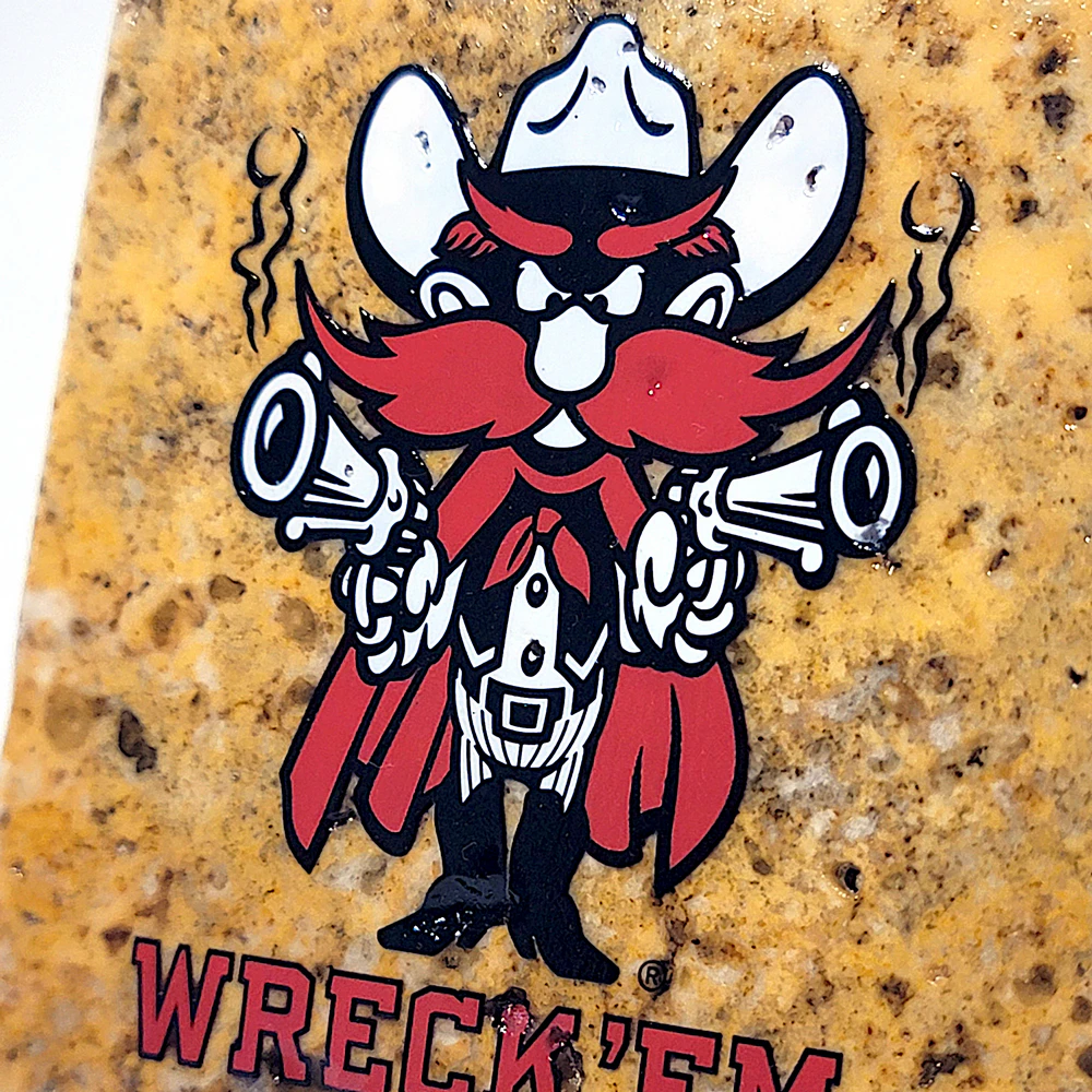 Travertine Stone Coaster - TTU Raider Red WRECK 'EM TECH - Image 3