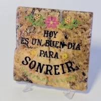 Travertine Stone Coaster - Today Is A Good Day to Smile (Spanish)