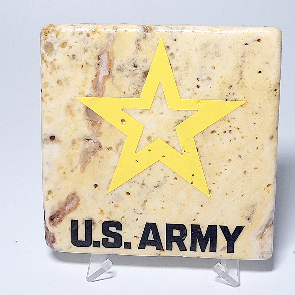 Travertine Stone Coaster - U.S. Army (Stacked) - Image 4