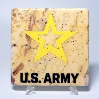 Travertine Stone Coaster - U.S. Army (Stacked)