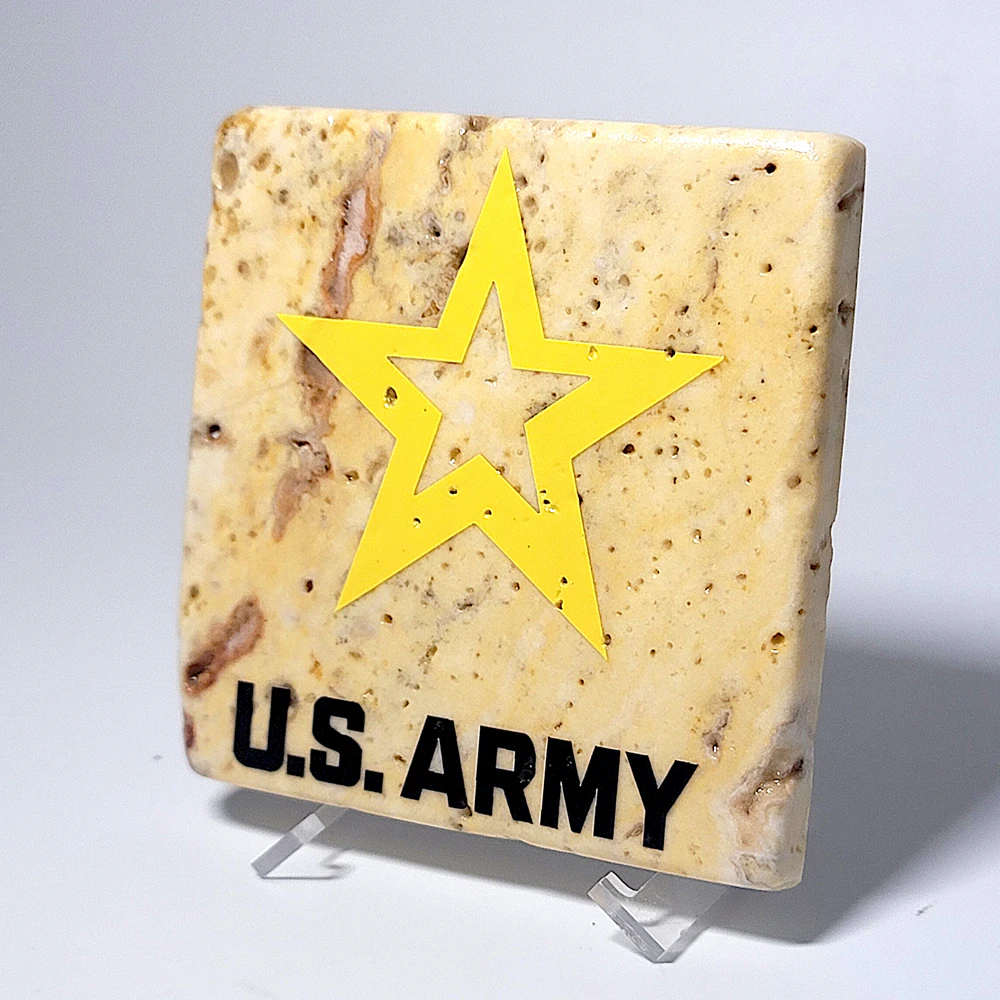 Travertine Stone Coaster - U.S. Army (Stacked) - Image 3