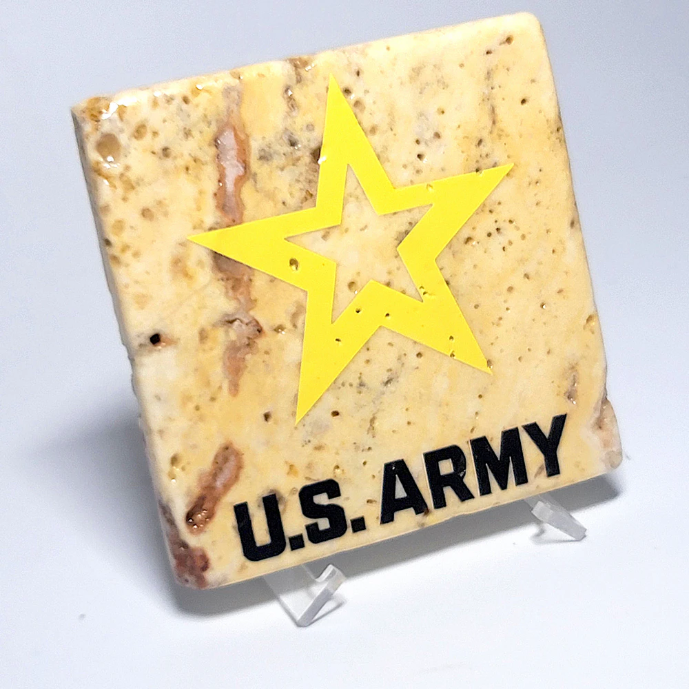 Travertine Stone Coaster - U.S. Army (Stacked) - Image 2