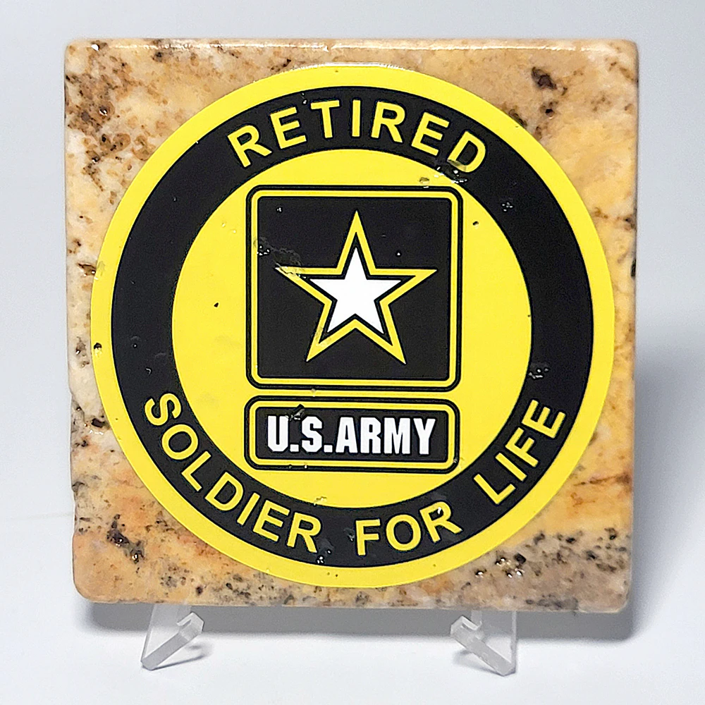 Travertine Stone Coaster - U.S. Army Retired - Image 5