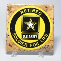 Travertine Stone Coaster - U.S. Army Retired