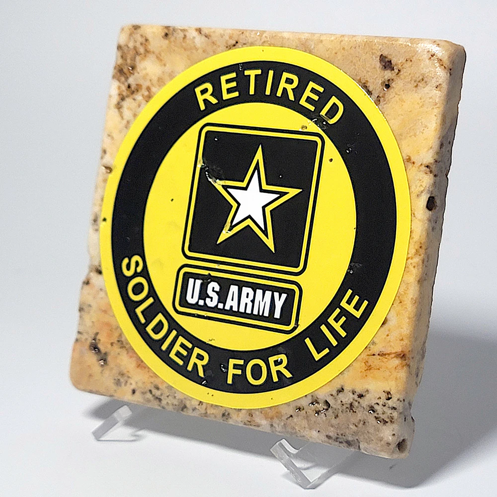 Travertine Stone Coaster - U.S. Army Retired - Image 4