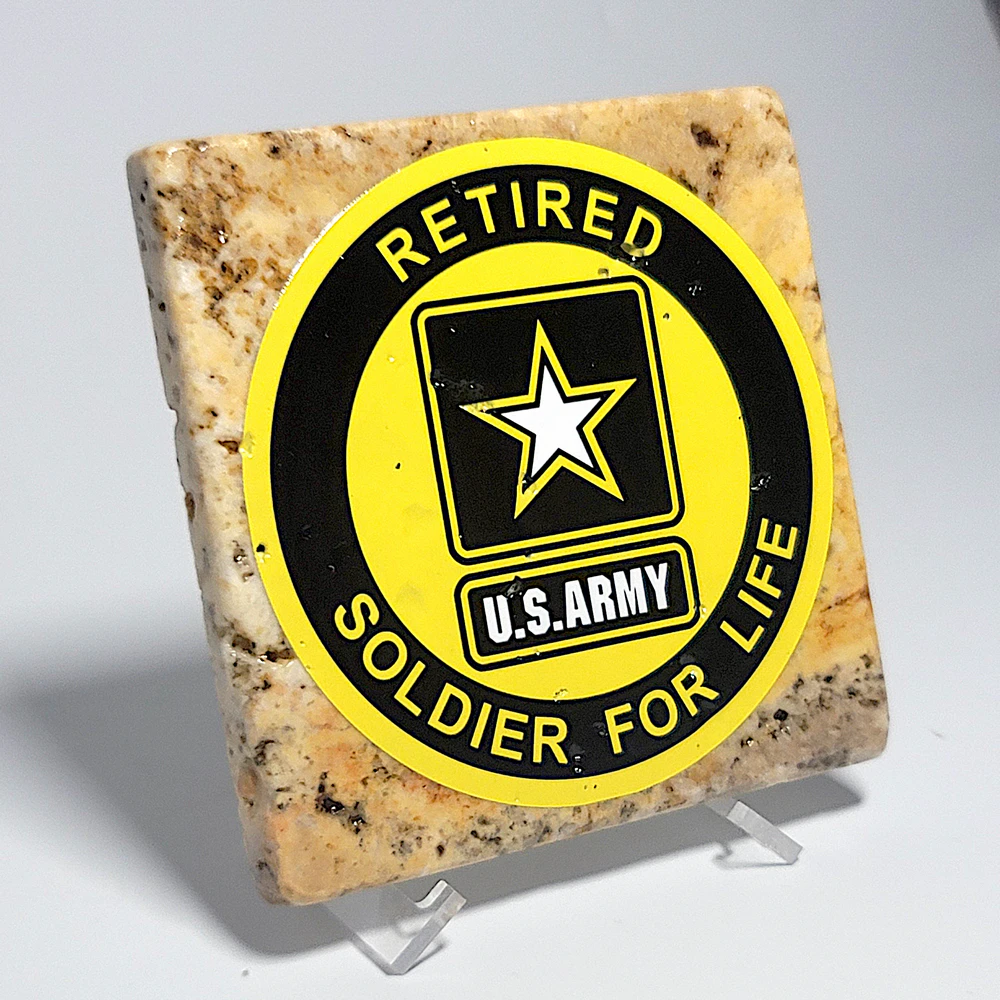 Travertine Stone Coaster - U.S. Army Retired - Image 3